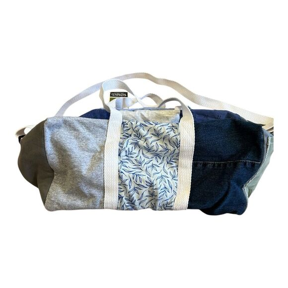 Refried Apparel Blue Floral Upcycled Patch Duffle Bag - Picture 2 of 5